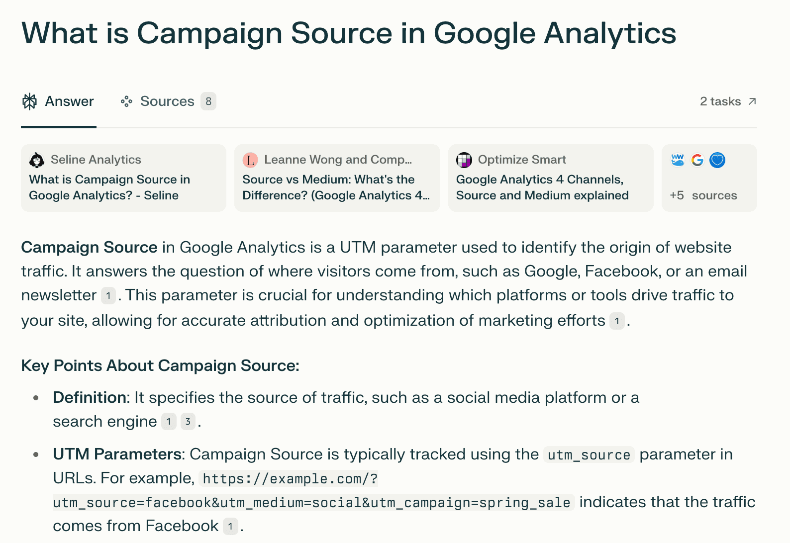 Perplexity campaign source search results.