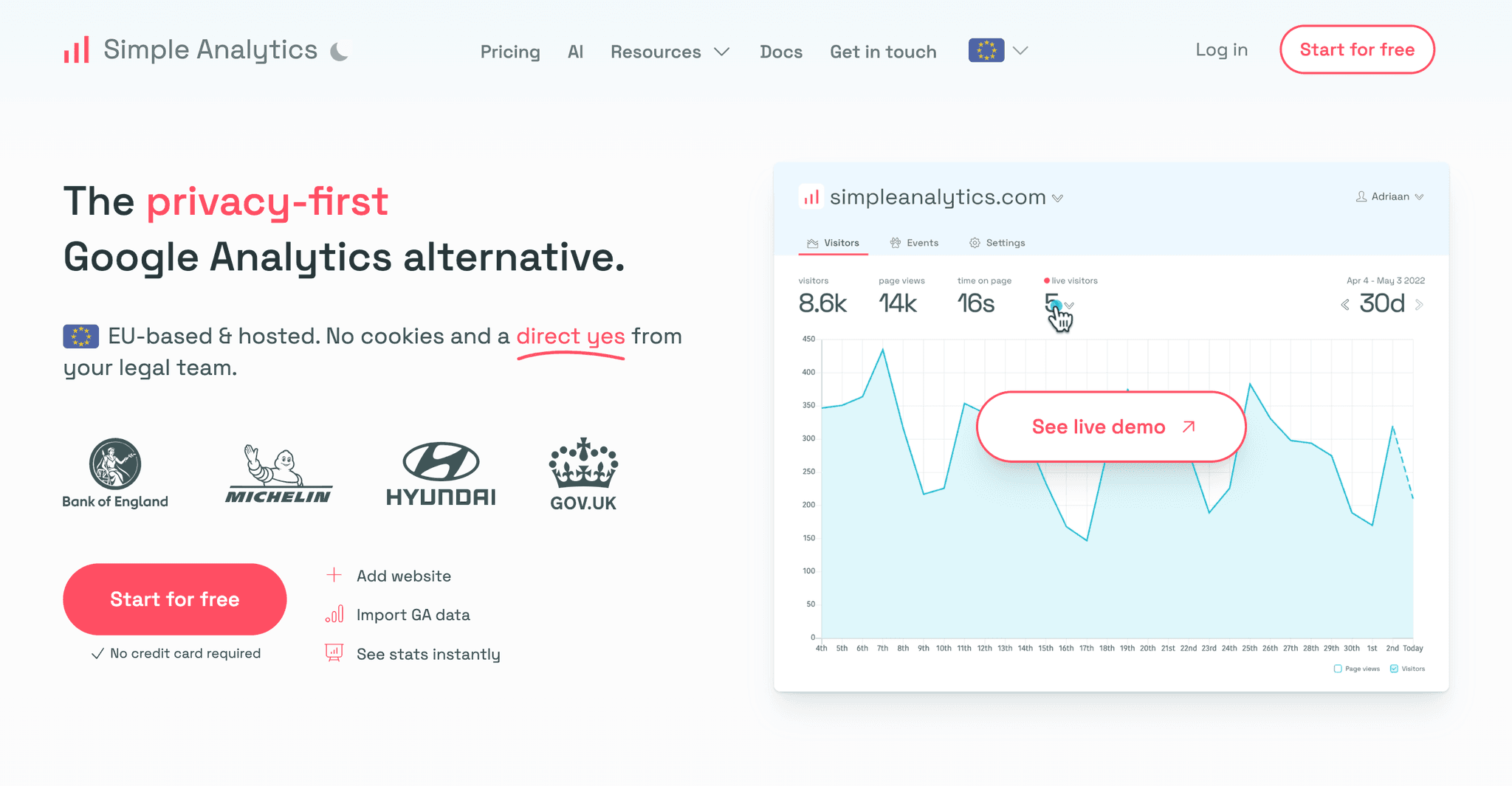 SimpleAnalytics's website
