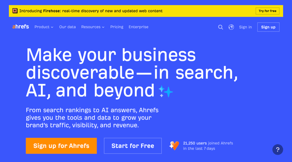 Ahrefs's website