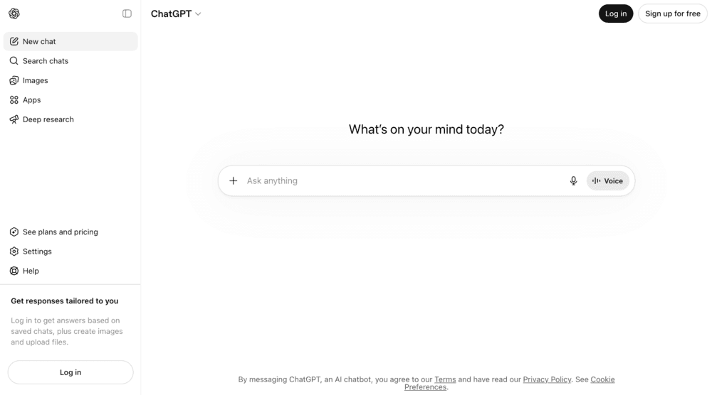 ChatGPT's website