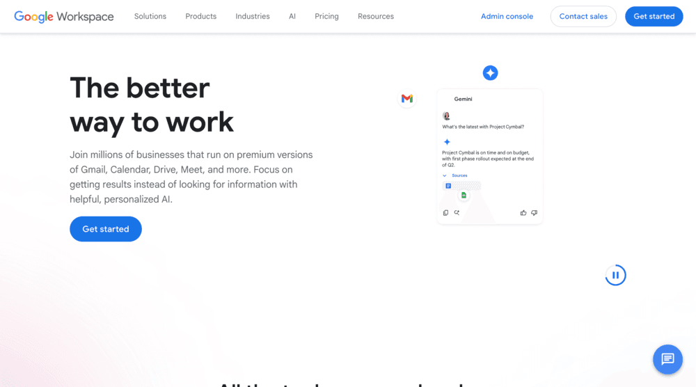 Google Workspace's website