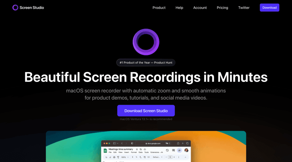 Screen Studio's website