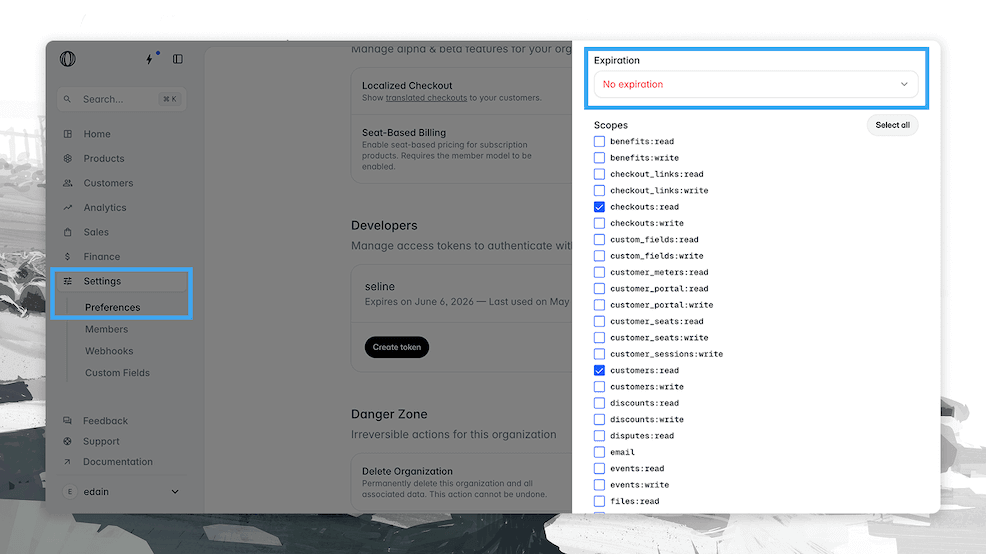 Polar access token creation with read-only permissions